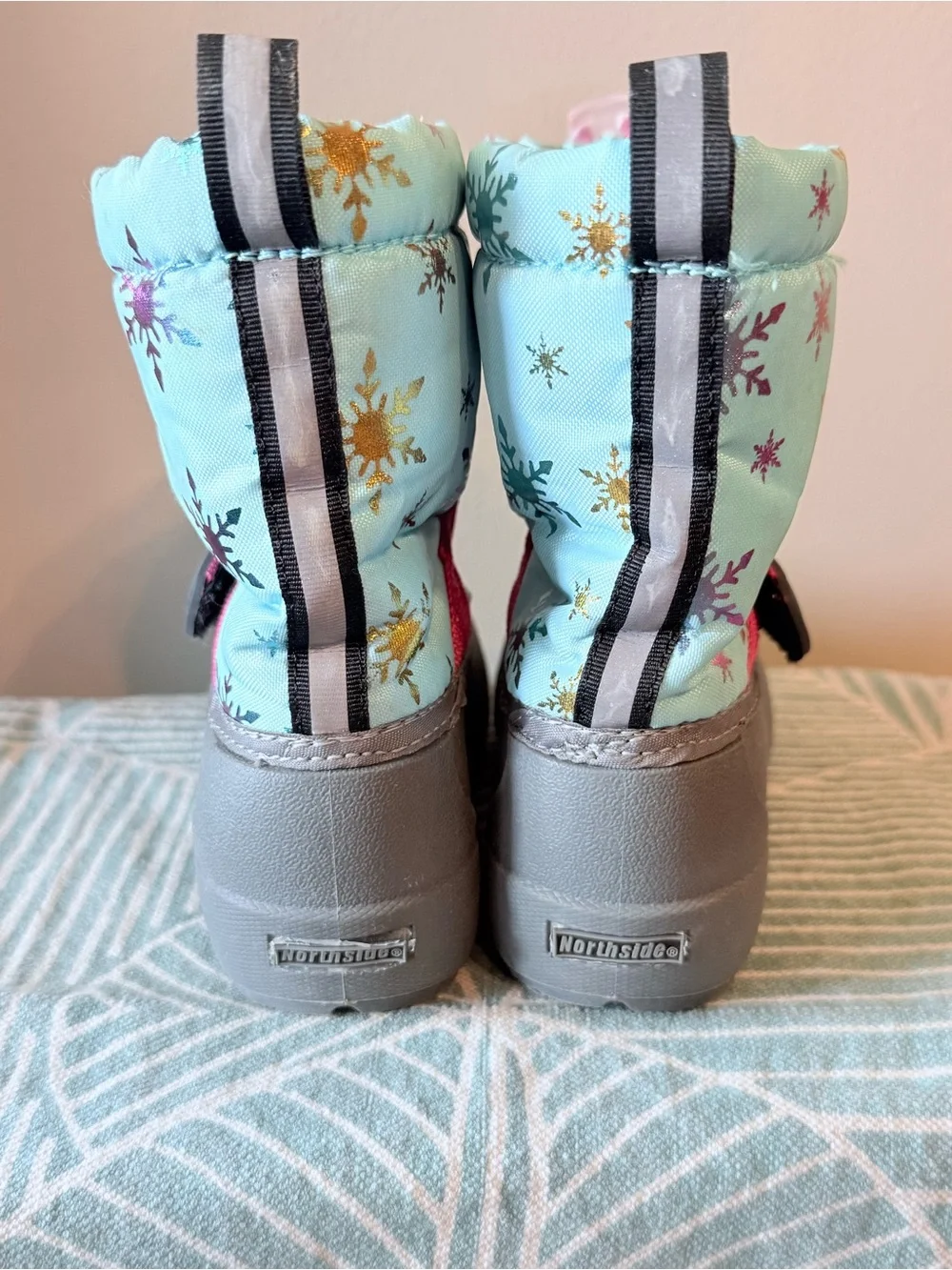Northside Mint Blue Winter Boots with Pink Strap
